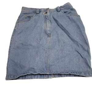 Together Vintage Blue Denim Jean Skort Butterfly Embroidery Womens 10